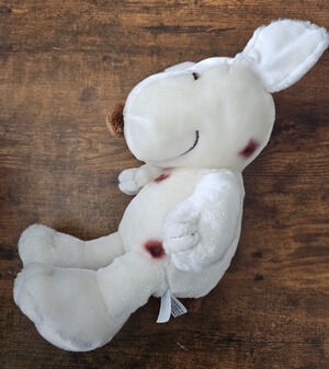 Rare Peanuts Snoopy Beagle Dog Plush Stuffed Animal White Brown